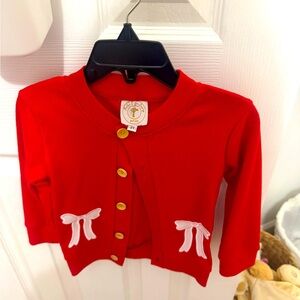 Red Bow Cardigan. 2T.